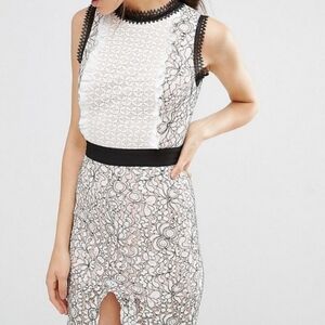 True Decadence Asos White Floral Lace Open Back Dress 18